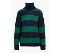 Elsie striped mohair-blend turtleneck sweater - Blue