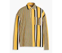 Striped cotton-jersey polo shirt - Yellow