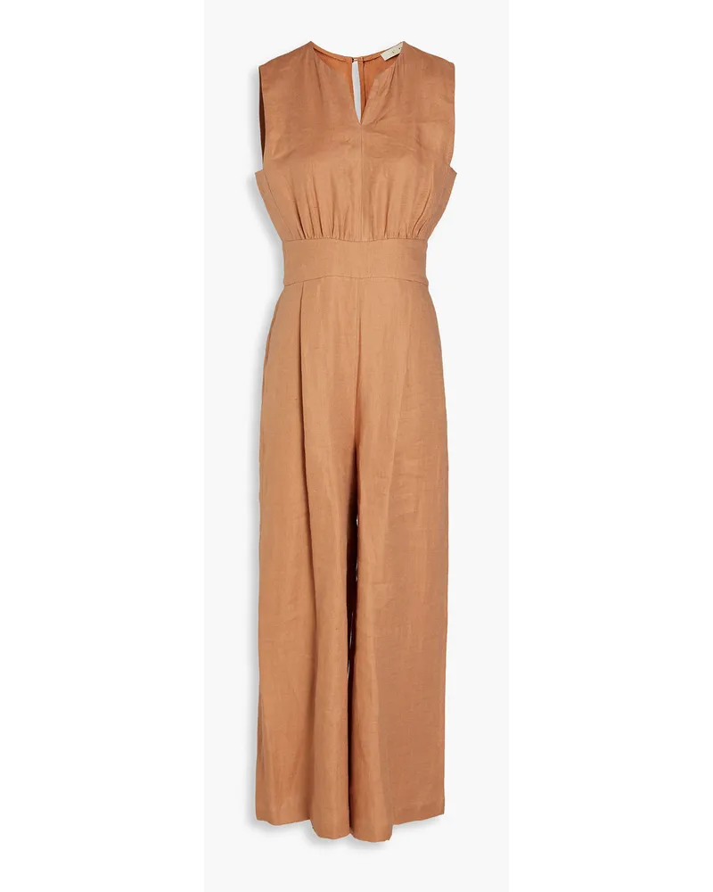 LVIR Gathered linen jumpsuit - Brown Brown