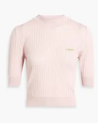 Marni Embroidered ribbed wool and silk-blend sweater - Pink Pink