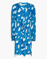 Diane von Furstenberg Sonoya printed crepe de chine dress - Blue Blue