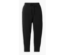 Nolan cropped French cotton-terry track pants - Black