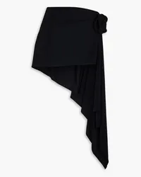 Magda Butrym Asymmetric appliquéd stretch-jersey mini skirt - Black Black