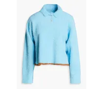 Neve brushed stretch-knit polo sweater - Blue