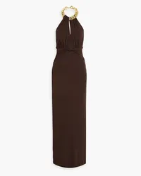 Rebecca Vallance Phoenix ruched jersey halterneck gown - Brown Brown