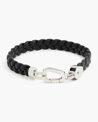 Montblanc Silver-tone braided leather bracelet - Black Black