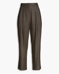 A.L.C. Franklin pleated Prince of Wales checked tweed tapered pants - Brown Brown