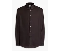 Herringbone cotton-blend flannel shirt - Brown