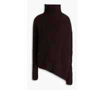 Oversized bouclé-knit cashmere and silk-blend turtleneck sweater - Brown