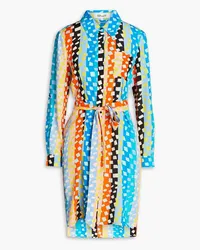 Diane von Furstenberg Belted crepe de chine shirt dress - Blue Blue