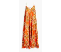 Printed silk-voile maxi dress - Orange