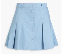 Pleated stretch cotton-twill mini skirt - Blue