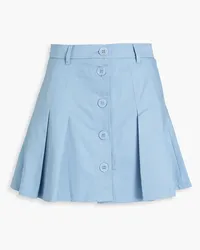 RED Valentino Pleated stretch cotton-twill mini skirt - Blue Blue