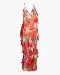 MSGM Ruffled printed crepon maxi dress - Pink Pink