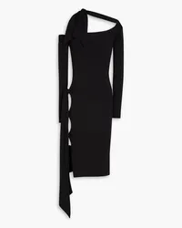 ROTATE Birger Christensen Cutout draped cotton-blend jersey dress - Black Black