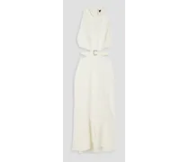 Embellished cutout stretch-cady midi dress - White