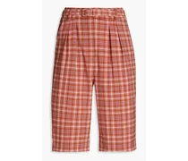Belted checked jacquard shorts - Pink