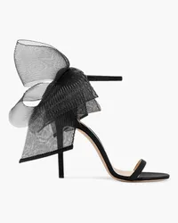 Jimmy Choo Aveline 100 bow-embellished grosgrain sandals - Black Black