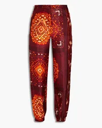 ba&sh Helf printed silk-satin tapered pants - Burgundy Burgundy