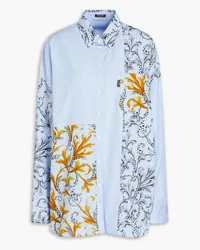 Versace Patchwork-effect cotton-poplin shirt - Blue Blue