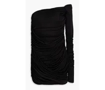 Valmiera one-shoulder ruched satin-jersey mini dress - Black