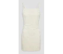 Jacquard-knit mini slip dress - White