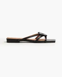 Ganni Embellished faux leather sandals - Black Black