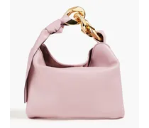 Chain-embellished leather shoulder bag - Pink