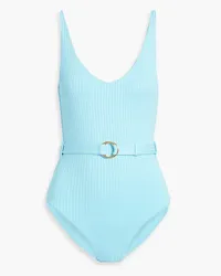 Melissa Odabash St. Tropez belted ribbed swimsuit - Blue Blue