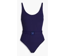 St. Tropez belted ribbed swimsuit - Blue