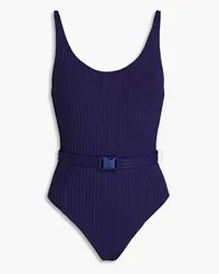 Melissa Odabash St. Tropez belted ribbed swimsuit - Blue Blue