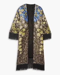 Etro Fringed metallic jacquard kimono - Black Black