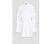 Cutout bow-detailed cotton-poplin mini shirt dress - White