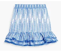 Nova tiered broderie anglaise cotton-blend mini skirt - Blue