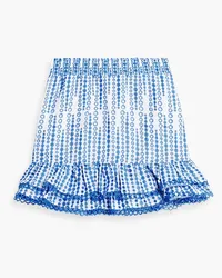 Charo Ruiz Nova tiered broderie anglaise cotton-blend mini skirt - Blue Blue