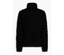Metallic bouclé -knit turtleneck sweater - Black