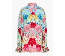 Crystal-embellished printed silk crepe de chine shirt - Multicolor