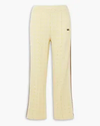 Wales Bonner Shine cropped crochet-trimmed cotton-jacquard straight-leg pants - Yellow Yellow