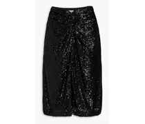 Twisted sequined stretch-mesh skirt - Black