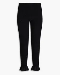 Alexander Wang Ruffled shirred satin-jersey slim-leg pants - Black Black