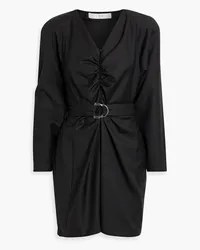 IRO Baomi ruched belted wool-twill mini dress - Black Black