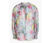 Alice Olivia - Lola printed cotton and silk-blend shirt - Blue