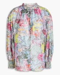 Alice + Olivia Alice Olivia - Lola printed cotton and silk-blend shirt - Blue Blue