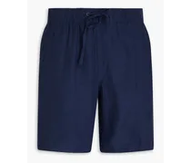 Mid-length linen-blend swim shorts - Blue