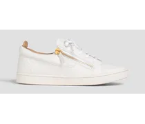 Brek pebbled-leather sneakers - White
