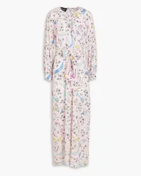 Moschino Belted printed silk crepe de chine maxi dress - Pink Pink