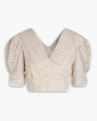 Sandro Cropped broderie anglaise shirt - Pink Pink