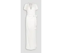 Lady draped cady maxi wrap dress - White