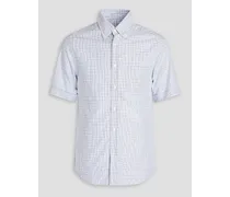 Checked cotton-poplin shirt - White