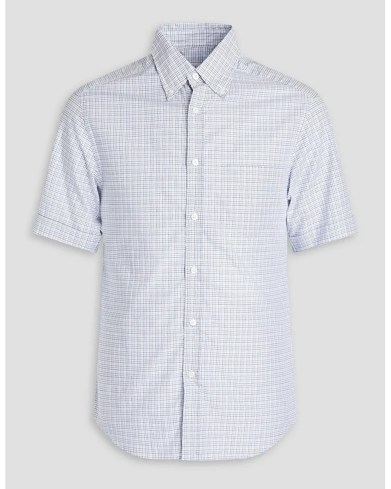 Dunhill Checked cotton-poplin shirt - White White